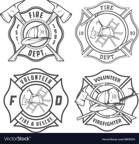 Set Of Fire Department Emblems And Badges Vector Image