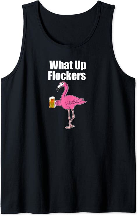 Flamingo Drinking Beer Funny What Up Flockers Flamingo