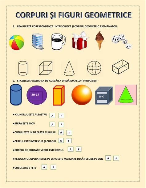 Figuri Si Corpuri Geometrice Interactive Worksheet Workbook School
