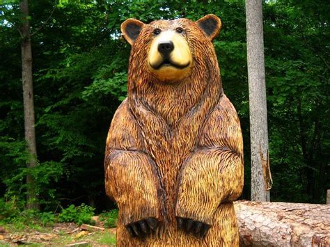 Cali Brown Bear Chainsaw Carving Wood Sculpture 6 Feet Tall Etsy In 2021 Bear Carving Wood