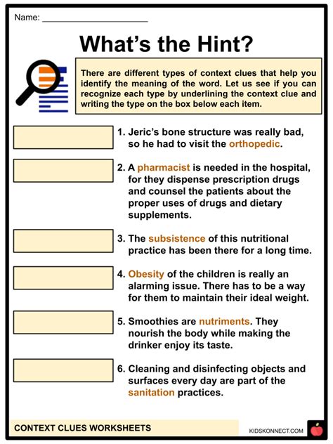 Context Clues Worksheets Definitions Clues Meaning