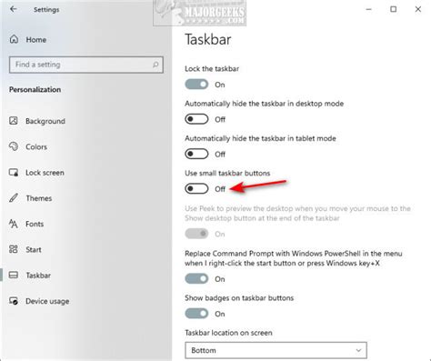 How To Use Large Or Small Taskbar Buttons In Windows 10 And 11 Majorgeeks