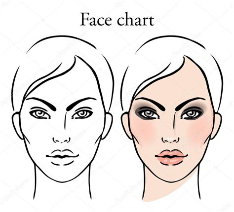 57 stamps cartoon face eyes brows brushes for procreate, guide brushes, art kit, eyes for portrait, cartoon figures, digital brushes, eyes, lips, noses. Female Face Chart For Makeup Artists - Mugeek Vidalondon