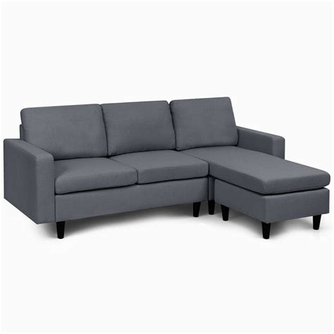 Convertible L Shaped Sectional Sofa Couch W Cushion Dark Gray Ebay
