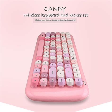 Mofii Trådløs Mini Candy Keyboard Mouse Combo Set Mix Color 24 G Pink