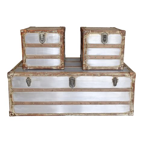 Moes Home Collection Steamer Trunk Coffee Tables Set Colorsilver
