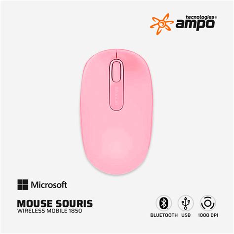 Mouse Microsoft Mouse 1850 Pink Ampo Tecnologies