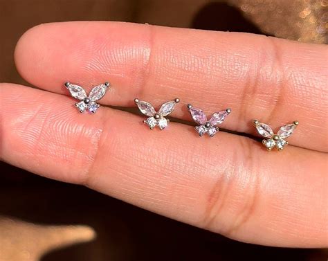 Butterfly Nose Stud L Shaped Nose Stud Nose Ring Nose Etsy Uk In 2023