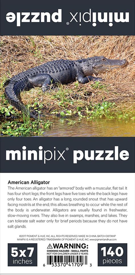 American Alligator Minipix Puzzle 140 Pieces Pigment And Hue Puzzle