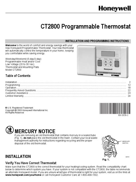 Pro T721 Thermostat Manual