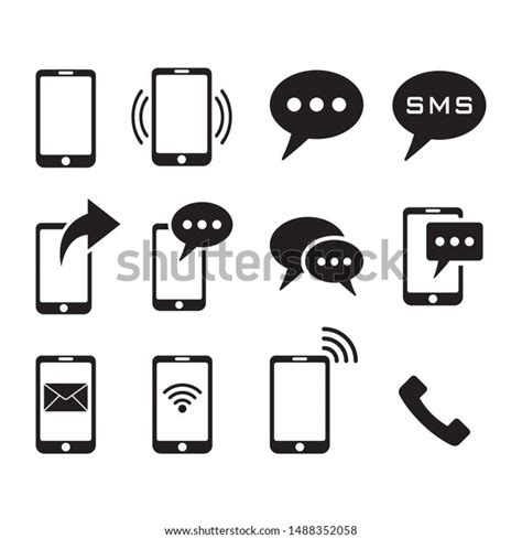 Phone Icons On White Background Sms Icon Cell Phone Call Phone