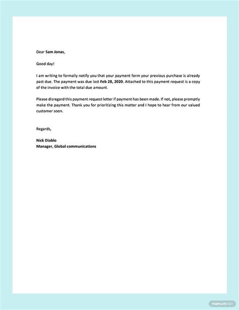 Payment Request Letter Printable Template In Word And Pdf Pack Of My