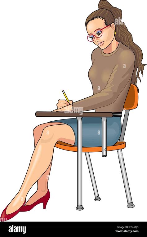 Student Taking Notes Vector Illustration Stock Vector Image And Art Alamy
