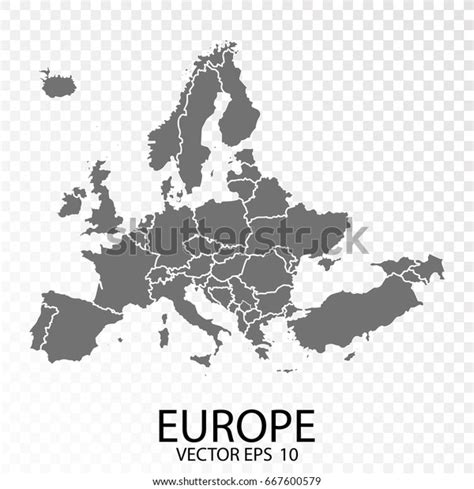 Transparent High Detailed Grey Map Europe Stock Vector Royalty Free