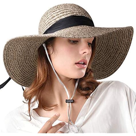 Women Sun Straw Hat Wide Brim Upf 50 Beach Hats Summer Bucket Foldable