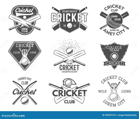 Set Of Cricket Sports Logo Designs Icons Emblems Design Elements