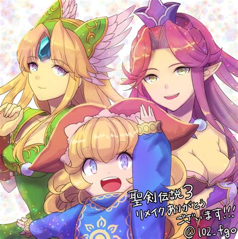Riesz Angela And Charlotte Seiken Densetsu And 1 More Drawn By