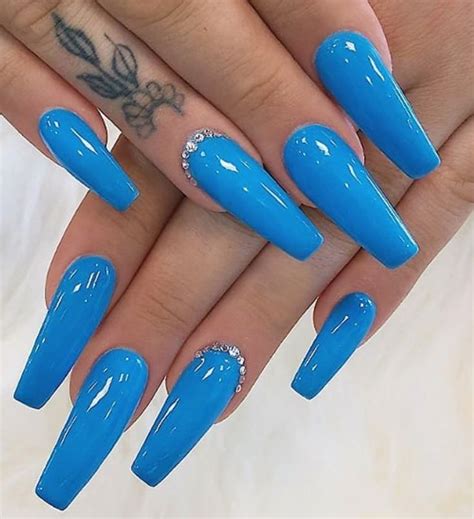 Unique Blue Acrylic Coffin Stiletto Nails Designs To Evalate Your Look Powdernails