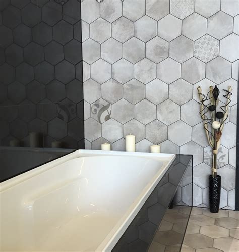 Tiles from the tile shop, they cost $8.99 a sheet, which is a square the 2 take home messages from my experience using hexagon mosaic tiles on the guest bathroom floor DOMME GREY HEXAGON 20X20 - SQM - Floor Tiles - Tiles - Our ...