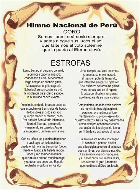 Himno Nacional Un Compromiso De Los Peruanos En La Lucha Emancipadora