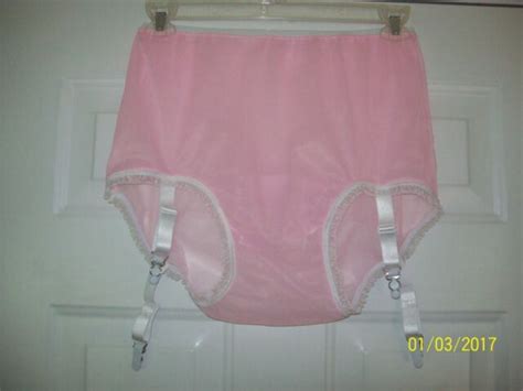 Pink Sheer Nylon 2 Layer Sissy Sleeve Panty Stocking Garters 28