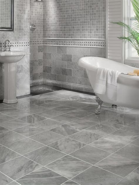 Less stark here because there is more white in the tile. Carrara Marble Bathroom Home Design Ideas, Pictures ...