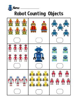Most of the sheets focus on counting up to 10. Robot Counting Objects 1-10 Worksheets Math Counting ...