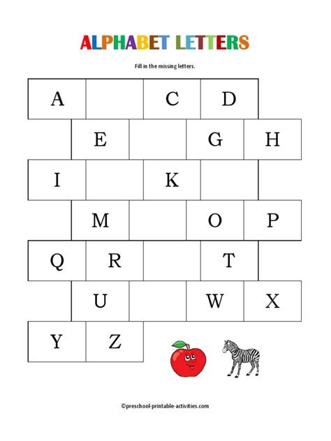 Missing Alphabet Worksheets