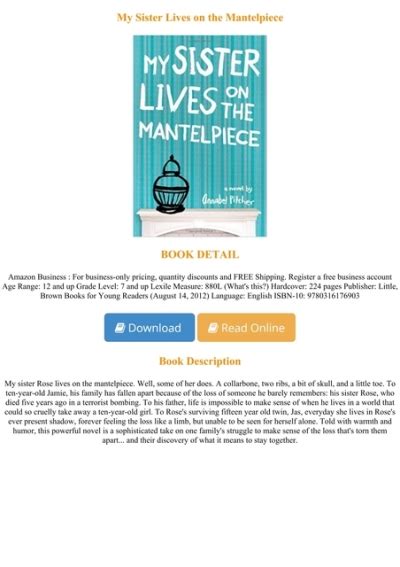 Download Pdf My Sister Lives On The Mantelpiece Full Books