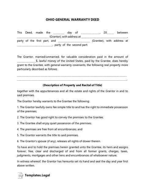 Ohio Deed Forms And Templates Free Word Pdf Odt