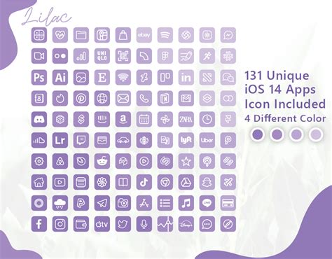 524 Aesthetic Lilac Ios 14 App Icons 131 Unique Icons In 4 Etsy