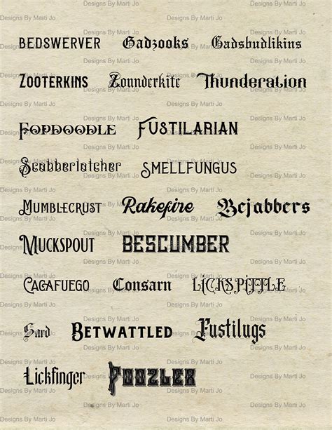 Printable Victorian Swear Words And Insults 23 Printable Etsy In 2021
