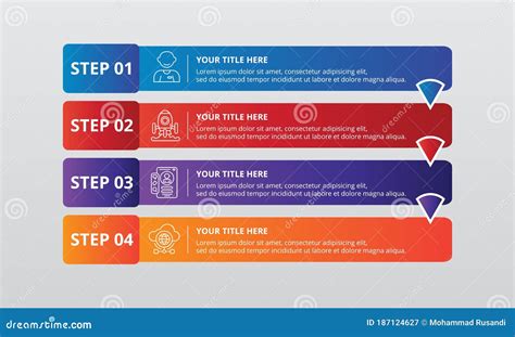 Horizontal Infographics Template With Four Steps Vector Eps10 Stock