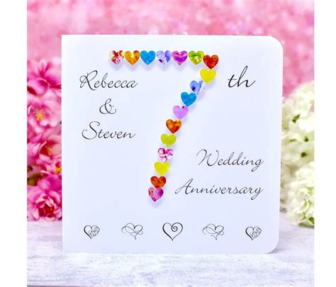 7th Wedding Anniversary Card Personalised And Handmade 7th Etsy Uk