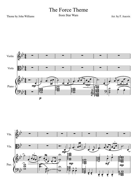 The Force Theme From Star Wars Sheet Music For Violin Piano Viola