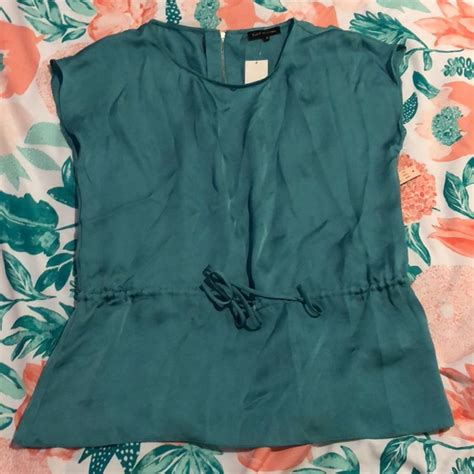 annie sez tops teal blouse with cinched waist strings poshmark