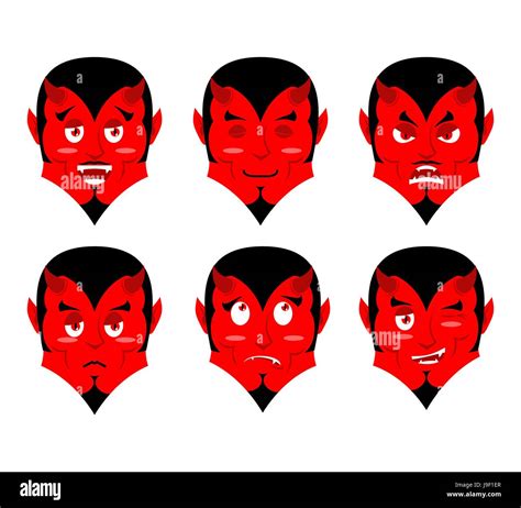 Emotions Devil Set Expressions Avatar Satan Red Demon Good Lucifer
