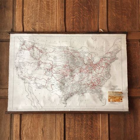 Antique Railroad Mileage Map Of The United States Pull Down Map Pull