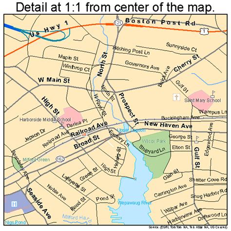 Milford City Balance Connecticut Street Map 0947515