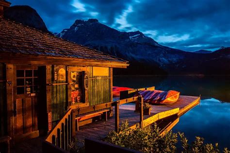 The Boat Cabin At Emerald Lake Night Boat Dusk Serenity Tranquil