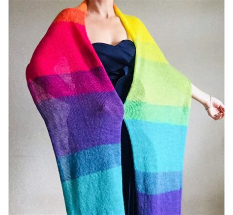 Rainbow Mohair Scarf Women Knitted Long Striped Winter Scarf Men Lace