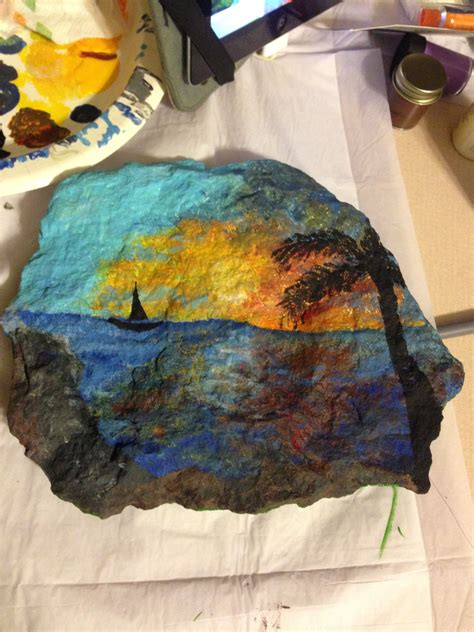 Hand painted slate rock | Slate rock, Painted slate, Painting