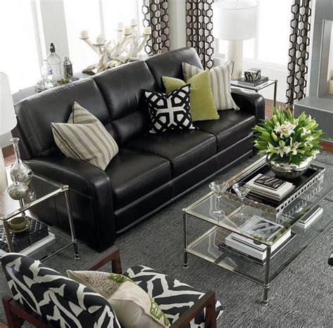 How To Decorate Black Leather Sofa Sofa Interior Design Black