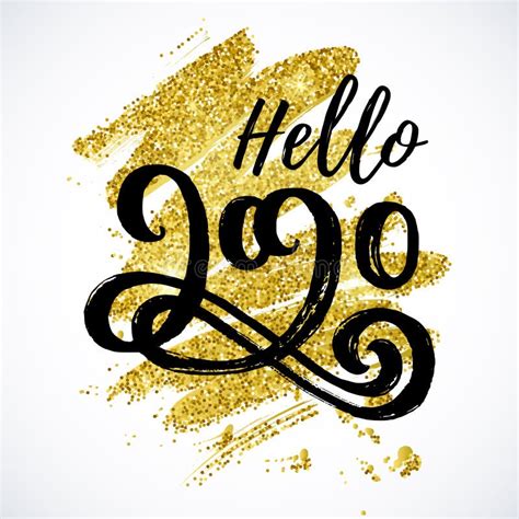 Hello 2020 New Year Card Design Stock Vector Illustration Of