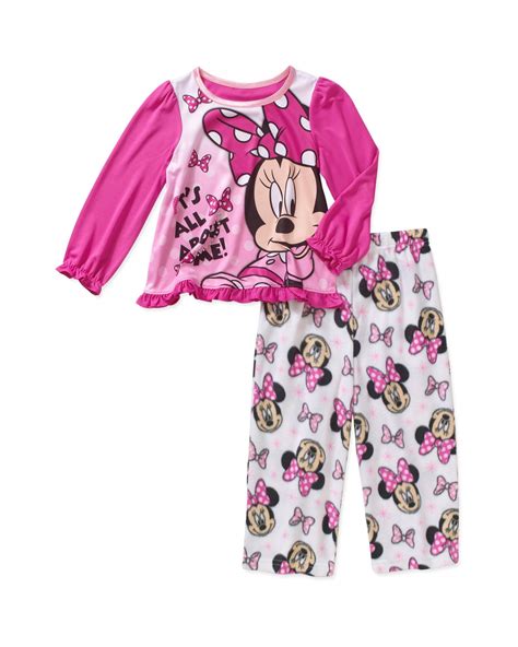 Disney Girls Pajama Minnie Mouse Long Sleeve Top And Lounge Pants