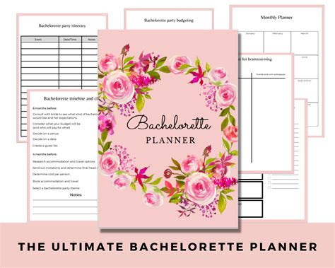 Bachelorette Planning Template Hen Party Planner Wedding Planner