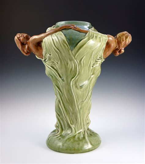 Large Circa 1900 Art Nouveau Double Maiden Ceramic Vase Collectors Weekly