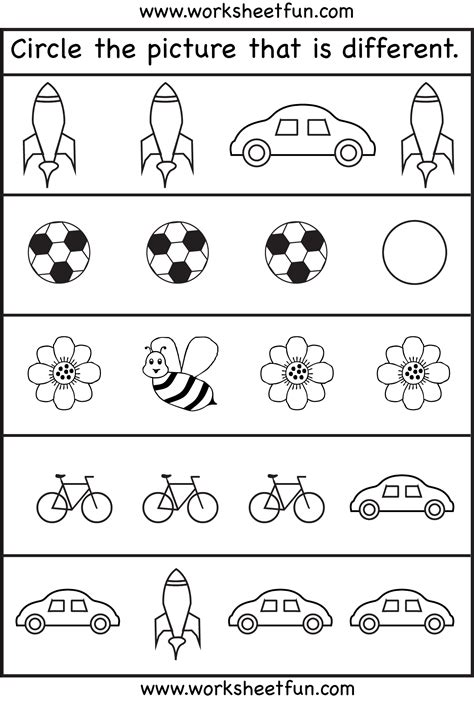 Circle The Picture That Is Different 4 Worksheets Free Printable