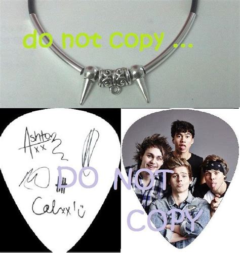 5sos 5 Seconds Of Summer Reprint Signed Guitar Pick Necklace On Sale