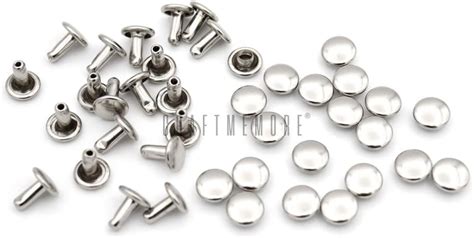 Craftmemore 100 Pcs 4mm 5mm 6mm Double Cap Rivets Round Rivet Fasteners For Leather Craft